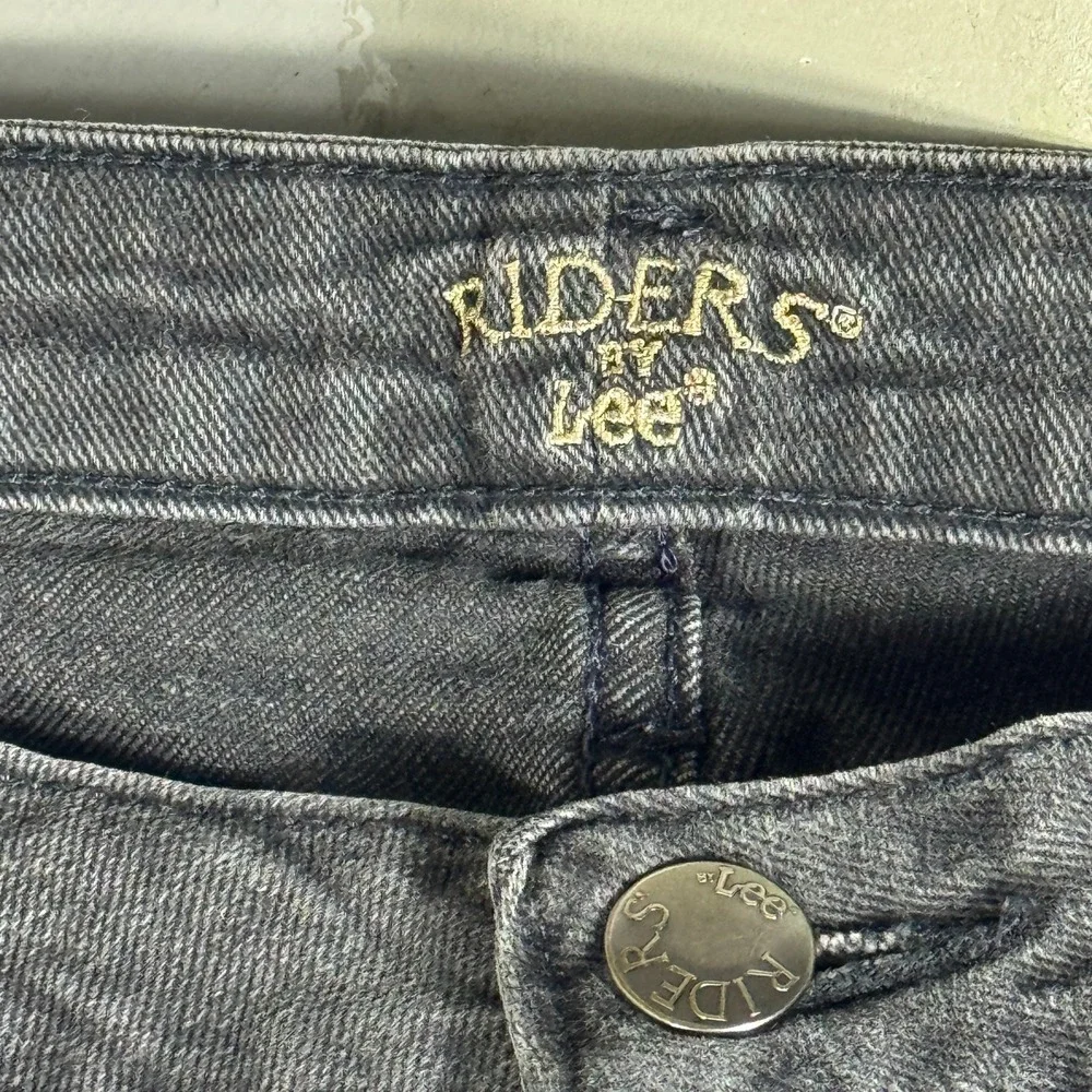 Vintage Riders By Lee Womens Straight Leg Jeans Black Denim 5-Pockets Size 16L